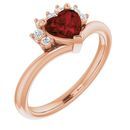Red Garnet Ring in 14 Karat Rose Gold Mozambique Garnet & 1/8 Carat Diamond Heart Ring