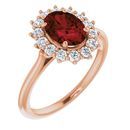 Red Garnet Ring in 14 Karat Rose Gold Mozambique Garnet & 3/8 Carat Diamond Ring
