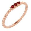 Red Garnet Ring in 14 Karat Rose Gold Mozambique Garnet Beaded Ring