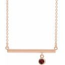 Red Garnet Necklace in 14 Karat Rose Gold Mozambique Garnet Bezel-Set 18