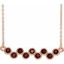 Red Garnet Necklace in 14 Karat Rose Gold Mozambique Garnet Bezel-Set Bar 16-18