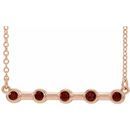 Red Garnet Necklace in 14 Karat Rose Gold Mozambique Garnet Bezel-Set Bar 18
