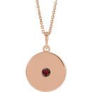Red Garnet Necklace in 14 Karat Rose Gold Mozambique Garnet Disc 16-18