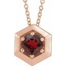 Red Garnet Necklace in 14 Karat Rose Gold Mozambique Garnet Geometric 16-18