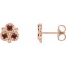 Red Garnet Earrings in 14 Karat Rose Gold Mozambique Garnet Three-Stone Earrings