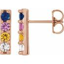 Multi-Gemstone Earrings in 14 Karat Rose Gold Multi-Color Sapphire Bar Earrings