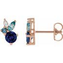 Genuine Sapphire Earrings in 14 Karat Rose Gold Multi-Gemstone Earrings
