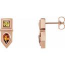 Multi-Gemstone Earrings in 14 Karat Rose Gold Multi-Gemstone Geometric Bar Drop Earrings