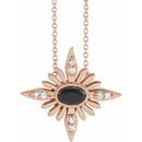 Black Onyx Necklace in 14 Karat Rose Gold Onyx & .08 Carat Diamond Celestial 16-18