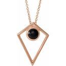 Black Onyx Necklace in 14 Karat Rose Gold Onyx Cabochon Pyramid 24