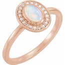 Natural Opal Ring in 14 Karat Rose Gold Opal & .08 Carat Diamond Halo-Style Ring