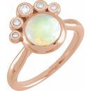 Natural Opal Ring in 14 Karat Rose Gold Opal & 1/8 Carat Diamond Ring