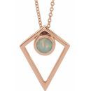 White Opal Necklace in 14 Karat Rose Gold Opal Cabochon Pyramid 16-18