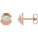 Fire Opal Earrings in 14 Karat Rose Gold Opal Geometric Earrings
