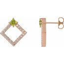 Genuine Peridot Earrings in 14 Karat Rose Gold Peridot & 1/3 Carat Diamond Earrings