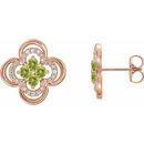 Genuine Peridot Earrings in 14 Karat Rose Gold Peridot & 1/5 Carat Diamond Clover Earrings