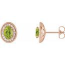 Genuine Peridot Earrings in 14 Karat Rose Gold Peridot & 1/5 Carat Diamond Halo-Style Earrings
