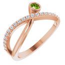 Genuine Peridot Ring in 14 Karat Rose Gold Peridot & 1/5 Carat Diamond Ring