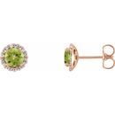 Genuine Peridot Earrings in 14 Karat Rose Gold Peridot & 1/6 Carat Diamond Earrings