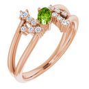 Genuine Peridot Ring in 14 Karat Rose Gold Peridot & 1/8 Carat Diamond Bypass Ring