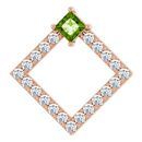 Natural Peridot Pendant in 14 Karat Rose Gold Peridot & 3/8 Carat Diamond Pendant