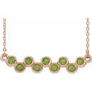 Genuine Peridot Necklace in 14 Karat Rose Gold Peridot Bezel-Set Bar 16-18