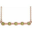 Genuine Peridot Necklace in 14 Karat Rose Gold Peridot Bezel-Set Bar 16
