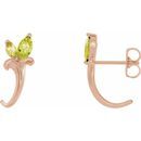 Genuine Peridot Earrings in 14 Karat Rose Gold Peridot Floral-Inspired J-Hoop Earrings