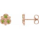 Genuine Peridot Earrings in 14 Karat Rose Gold Peridot Three-Stone Earrings