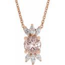 Pink Morganite Necklace in 14 Karat Rose Gold Pink Morganite & 1/4 Carat Diamond 16-18