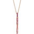 Multi-Gemstone Necklace in 14 Karat Rose Gold Pink Multi-Gemstone Bar 16-18