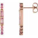 Multi-Gemstone Earrings in 14 Karat Rose Gold Pink Multi-Gemstone Bar Earrings