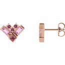 Multi-Gemstone Earrings in 14 Karat Rose Gold Pink Multi-Gemstone Cluster Earrings