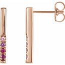 14 Karat Rose Gold Pink Multi-Gemstone French-Set Bar Earrings