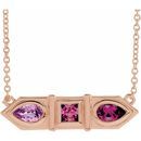 Multi-Gemstone Necklace in 14 Karat Rose Gold Pink Multi-Gemstone Geometric Bar 18