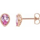 Genuine Sapphire Earrings in 14 Karat Rose Gold Pink Sapphire Earrings