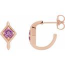 Genuine Sapphire Earrings in 14 Karat Rose Gold Pink Sapphire Geometric Hoop Earrings
