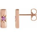 Genuine Sapphire Earrings in 14 Karat Rose Gold Pink Sapphire Starburst Bar Earrings