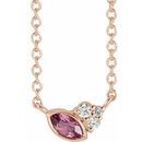 Pink Tourmaline Necklace in 14 Karat Rose Gold Pink Tourmaline & .03 Carat Diamond 18