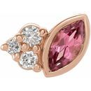 14 Karat Rose Gold Pink Tourmaline & .03 Carat Weight Diamond Right Earring