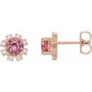 Pink Tourmaline Earrings in 14 Karat Rose Gold Pink Tourmaline & .07 Carat Diamond Earrings