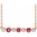 Pink Tourmaline Necklace in 14 Karat Rose Gold Pink Tourmaline & .08 Carat Diamond Bezel-Set Bar 16-18