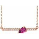 Pink Tourmaline Necklace in 14 Karat Rose Gold Pink Tourmaline & 1/10 Carat Diamond 16