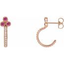 Pink Tourmaline Earrings in 14 Karat Rose Gold Pink Tourmaline & 1/4 Carat Diamond J-Hoop Earrings