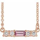 Pink Tourmaline Necklace in 14 Karat Rose Gold Pink Tourmaline & 1/5 Carat Diamond 16