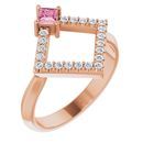 Pink Tourmaline Ring in 14 Karat Rose Gold Pink Tourmaline & 1/5 Carat Diamond Geometric Ring