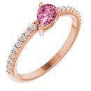 Pink Tourmaline Ring in 14 Karat Rose Gold Pink Tourmaline & 1/6 Carat Diamond Ring