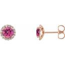 Pink Tourmaline Earrings in 14 Karat Rose Gold Pink Tourmaline & 1/8 Carat Diamond Earrings