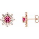 Pink Tourmaline Earrings in 14 Karat Rose Gold Pink Tourmaline & 3/4 Carat Diamond Earrings