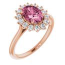 Pink Tourmaline Ring in 14 Karat Rose Gold Pink Tourmaline & 3/8 Carat Diamond Ring